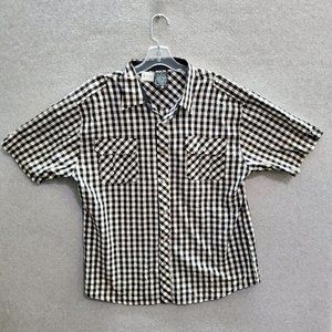 Green Tek Men Button Up Shirt XL White Check Pearl‎ Snap Western